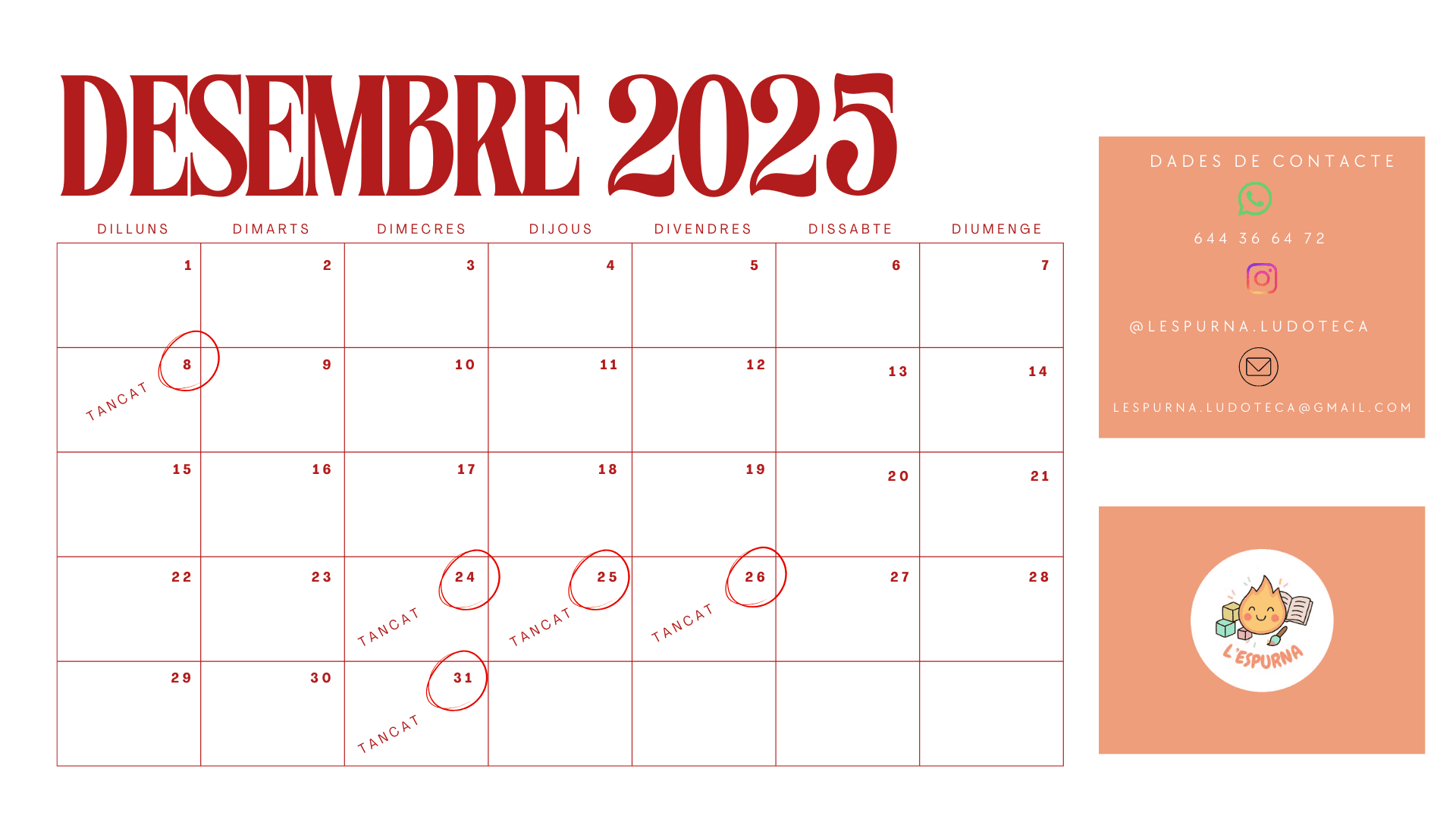 Calendari desembre 2025